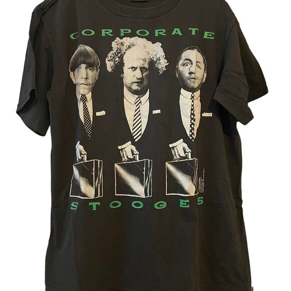 Vintage 90s Corporate Stooges 1991 Three Stooges Single Stitch Shirt Adult Large - Picture 1 of 4